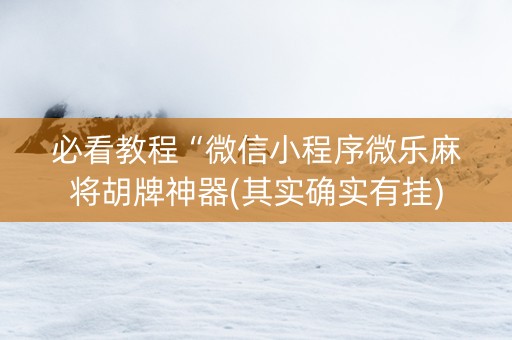 必看教程“微信小程序微乐麻将胡牌神器(其实确实有挂)