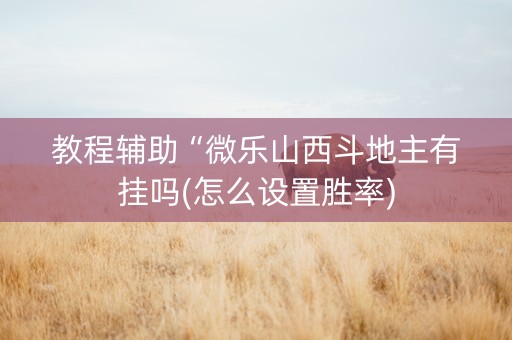 教程辅助“微乐山西斗地主有挂吗(怎么设置胜率)