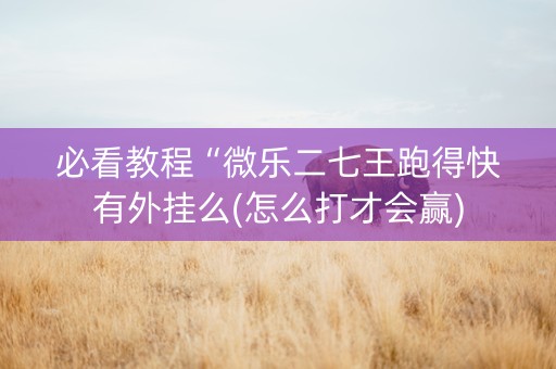 必看教程“微乐二七王跑得快有外挂么(怎么打才会赢)