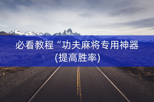 必看教程“功夫麻将专用神器(提高胜率)