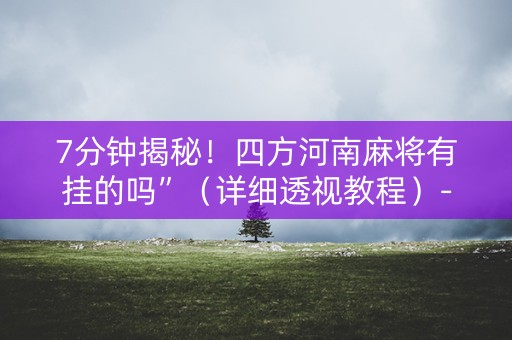 7分钟揭秘！四方河南麻将有挂的吗”（详细透视教程）-哔哩哔哩