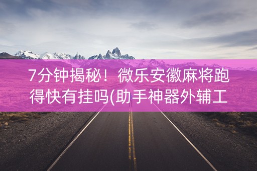 7分钟揭秘！微乐安徽麻将跑得快有挂吗(助手神器外辅工具)