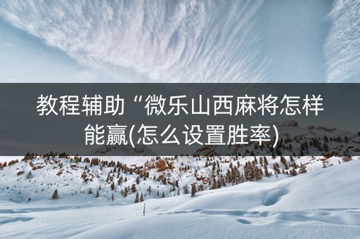 教程辅助“微乐山西麻将怎样能赢(怎么设置胜率)