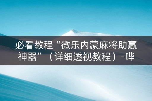 必看教程“微乐内蒙麻将助赢神器”（详细透视教程）-哔哩哔哩