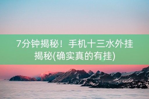 7分钟揭秘！手机十三水外挂揭秘(确实真的有挂)