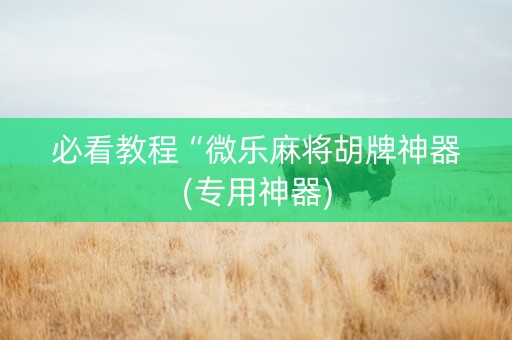 必看教程“微乐麻将胡牌神器(专用神器)