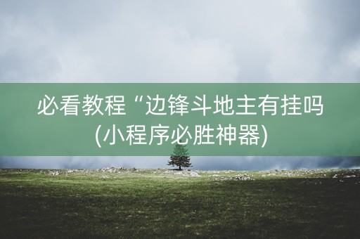 必看教程“边锋斗地主有挂吗(小程序必胜神器)