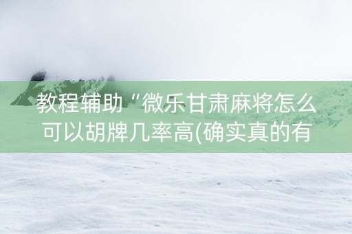 教程辅助“微乐甘肃麻将怎么可以胡牌几率高(确实真的有挂)