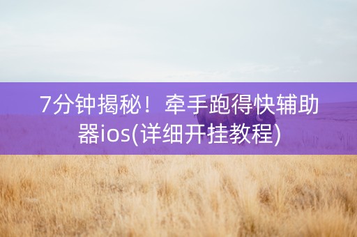 7分钟揭秘！牵手跑得快辅助器ios(详细开挂教程)