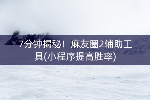 7分钟揭秘！麻友圈2辅助工具(小程序提高胜率)