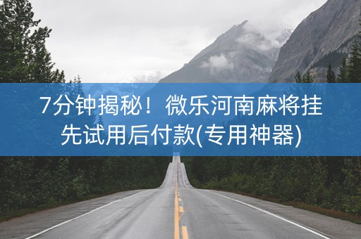 7分钟揭秘！微乐河南麻将挂先试用后付款(专用神器)