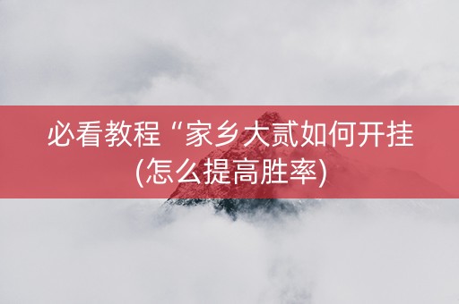 必看教程“家乡大贰如何开挂(怎么提高胜率)