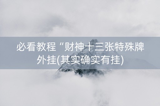 必看教程“财神十三张特殊牌外挂(其实确实有挂)