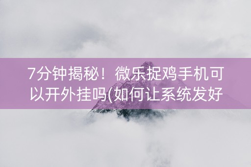 7分钟揭秘！微乐捉鸡手机可以开外挂吗(如何让系统发好牌)