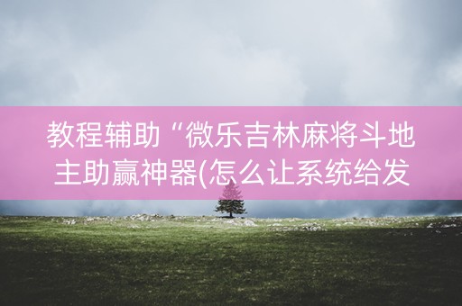 教程辅助“微乐吉林麻将斗地主助赢神器(怎么让系统给发好牌)