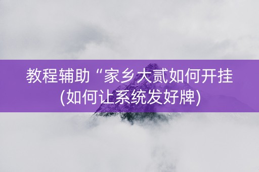 教程辅助“家乡大贰如何开挂(如何让系统发好牌)