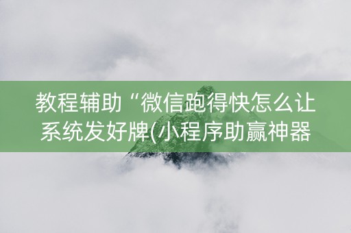 教程辅助“微信跑得快怎么让系统发好牌(小程序助赢神器)