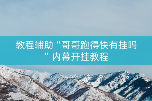 教程辅助“哥哥跑得快有挂吗”内幕开挂教程