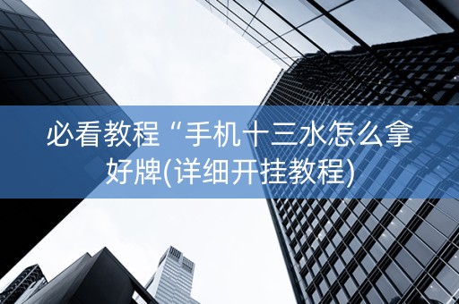 必看教程“手机十三水怎么拿好牌(详细开挂教程)