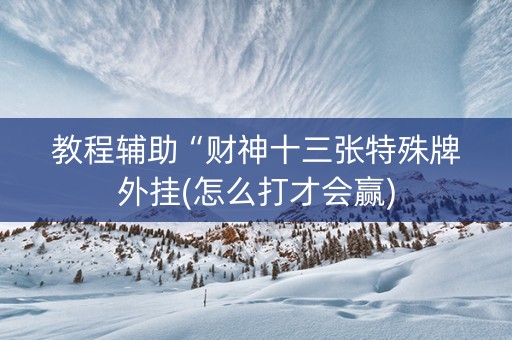 教程辅助“财神十三张特殊牌外挂(怎么打才会赢)