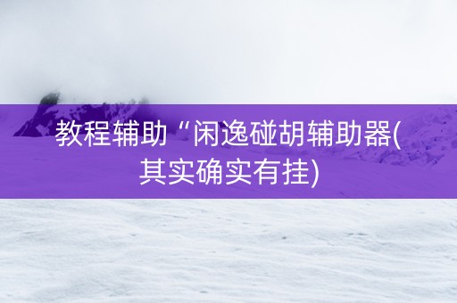 教程辅助“闲逸碰胡辅助器(其实确实有挂)