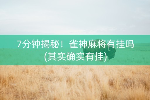 7分钟揭秘！雀神麻将有挂吗(其实确实有挂)