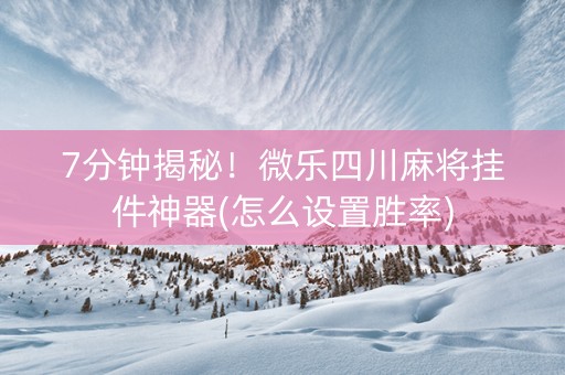 7分钟揭秘！微乐四川麻将挂件神器(怎么设置胜率)