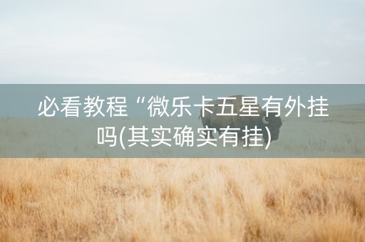 必看教程“微乐卡五星有外挂吗(其实确实有挂)