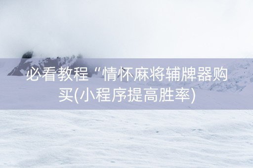 必看教程“情怀麻将辅牌器购买(小程序提高胜率)