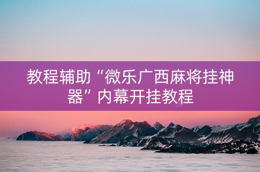 教程辅助“微乐广西麻将挂神器”内幕开挂教程