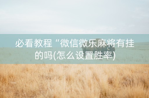 必看教程“微信微乐麻将有挂的吗(怎么设置胜率)