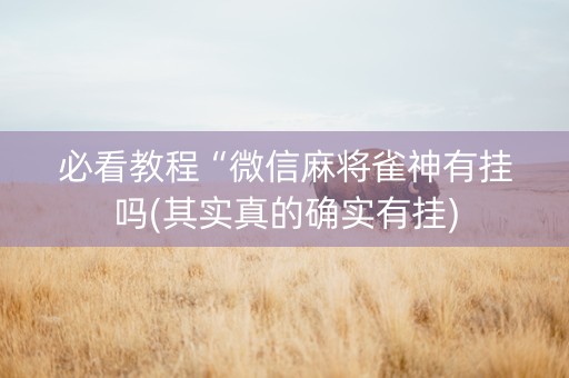 必看教程“微信麻将雀神有挂吗(其实真的确实有挂)
