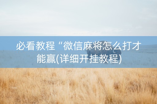 必看教程“微信麻将怎么打才能赢(详细开挂教程)