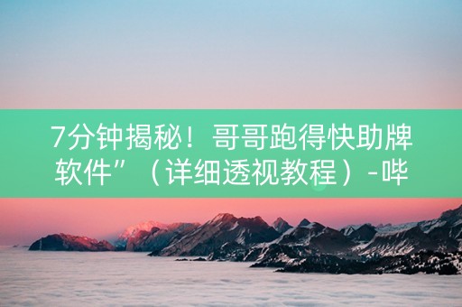 7分钟揭秘！哥哥跑得快助牌软件”（详细透视教程）-哔哩哔哩