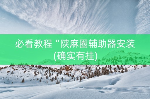 必看教程“陕麻圈辅助器安装(确实有挂)