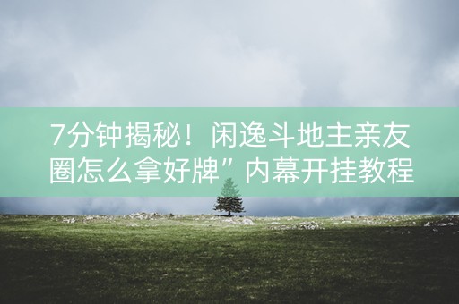 7分钟揭秘！闲逸斗地主亲友圈怎么拿好牌”内幕开挂教程