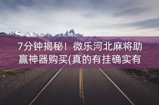 7分钟揭秘！微乐河北麻将助赢神器购买(真的有挂确实有挂)