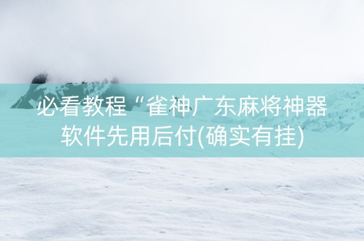 必看教程“雀神广东麻将神器软件先用后付(确实有挂)