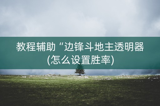 教程辅助“边锋斗地主透明器(怎么设置胜率)