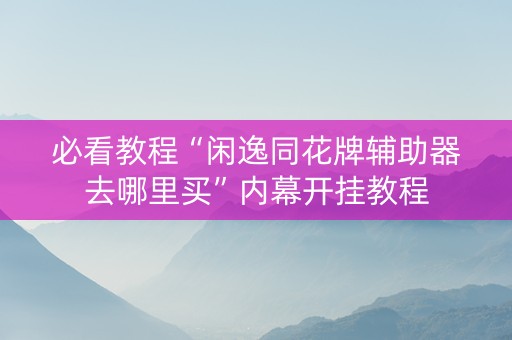 必看教程“闲逸同花牌辅助器去哪里买”内幕开挂教程