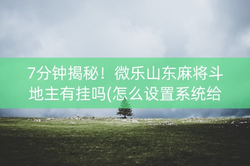 7分钟揭秘！微乐山东麻将斗地主有挂吗(怎么设置系统给你好牌)