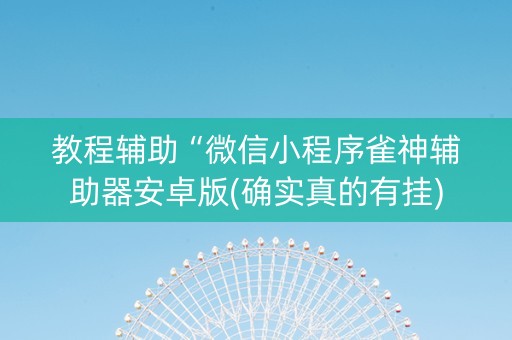 教程辅助“微信小程序雀神辅助器安卓版(确实真的有挂)
