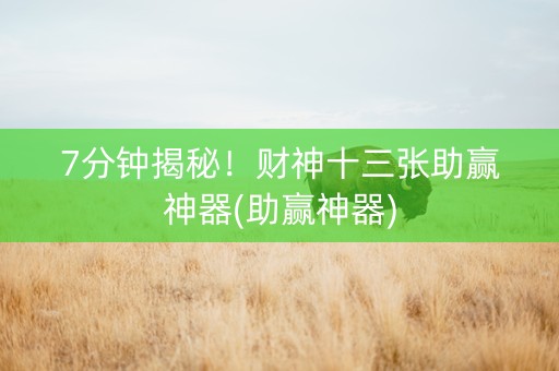 7分钟揭秘！财神十三张助赢神器(助赢神器)