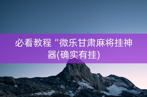 必看教程“微乐甘肃麻将挂神器(确实有挂)