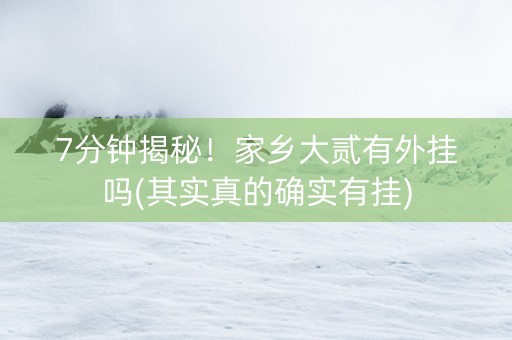 7分钟揭秘！家乡大贰有外挂吗(其实真的确实有挂)