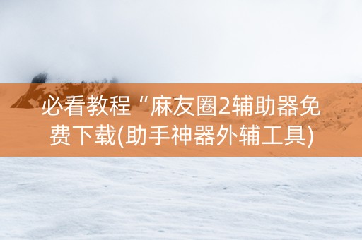 必看教程“麻友圈2辅助器免费下载(助手神器外辅工具)