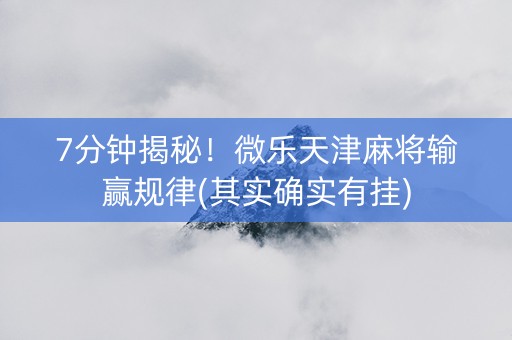 7分钟揭秘！微乐天津麻将输赢规律(其实确实有挂)