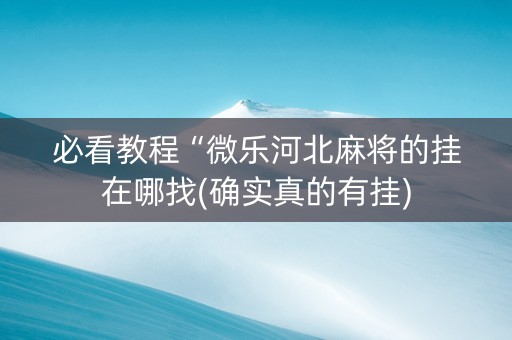 必看教程“微乐河北麻将的挂在哪找(确实真的有挂)