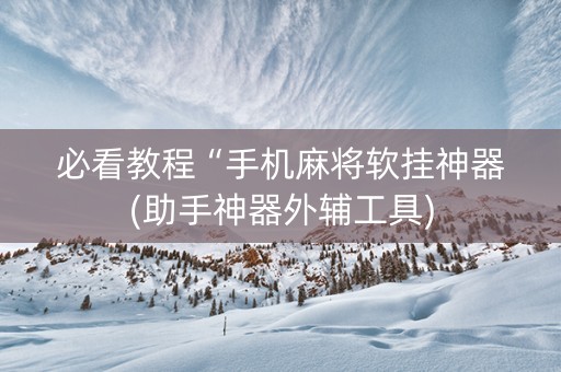 必看教程“手机麻将软挂神器(助手神器外辅工具)