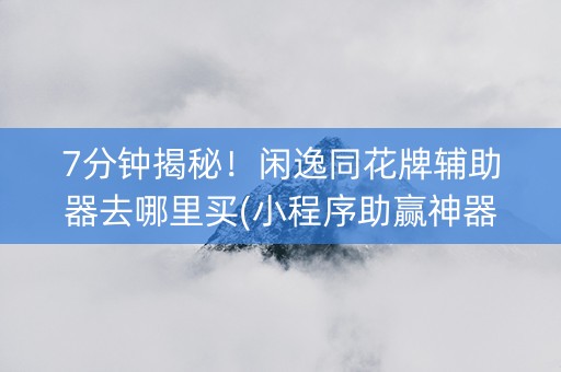 7分钟揭秘！闲逸同花牌辅助器去哪里买(小程序助赢神器)
